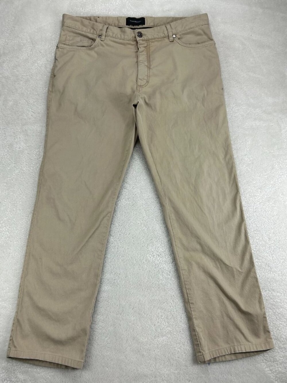 Ermenegildo Zegna Trouser Pants Mens 38 Beige Mid Rise Straight Leg Stretch